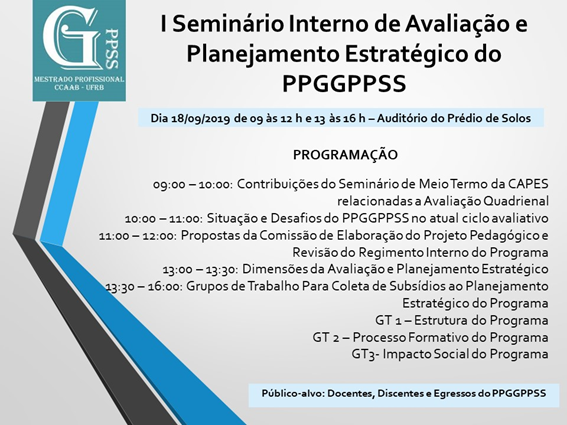 convite I seminario GPPSS 2019
