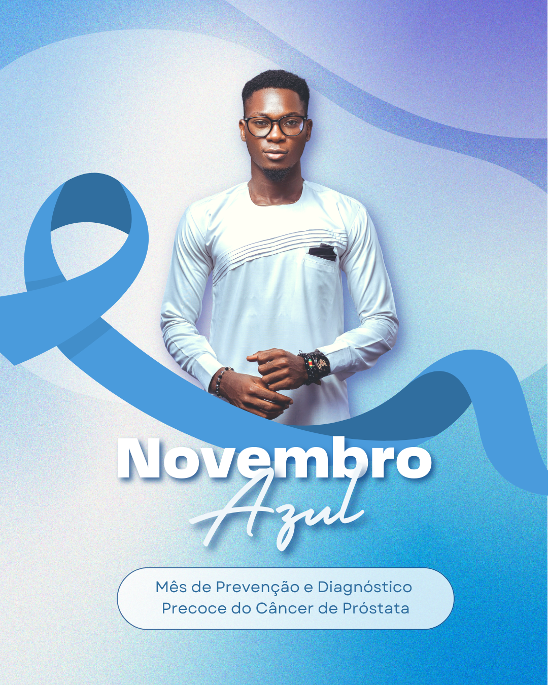 Post Instagram campanha novembro azul prevenção do câncer de próstata moderno azul