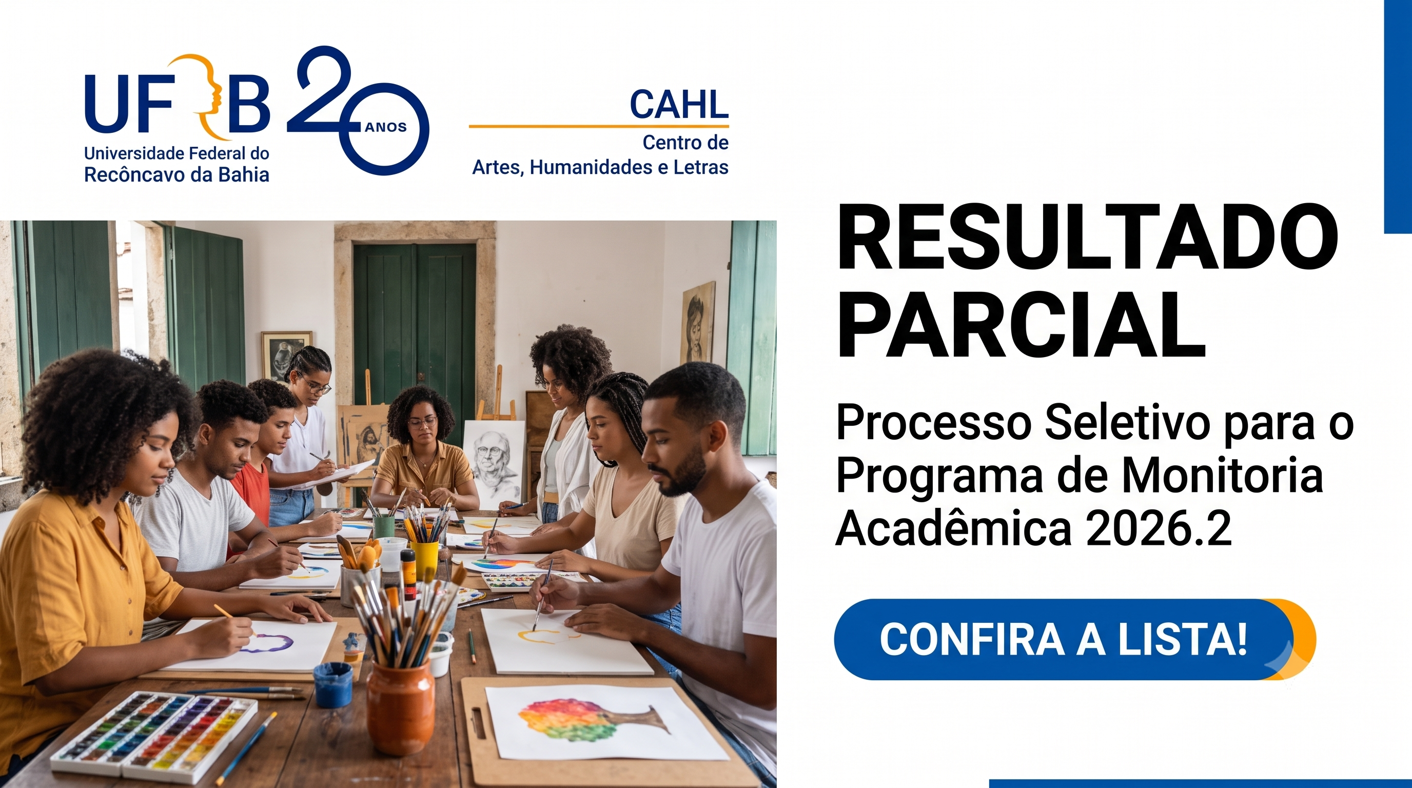 Resultado parcial da seleção de monitoria Edital nº 02/2026