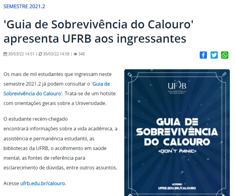 Guia do calouro noticia