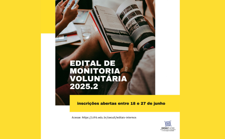Edital de Monitoria Voluntária 2025.2: inscrições começam em 18 de junho
