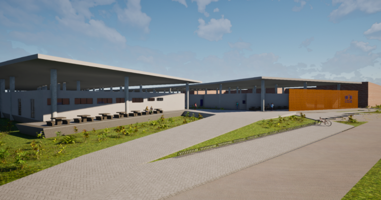 Vista externa do projeto da sede do CECULT