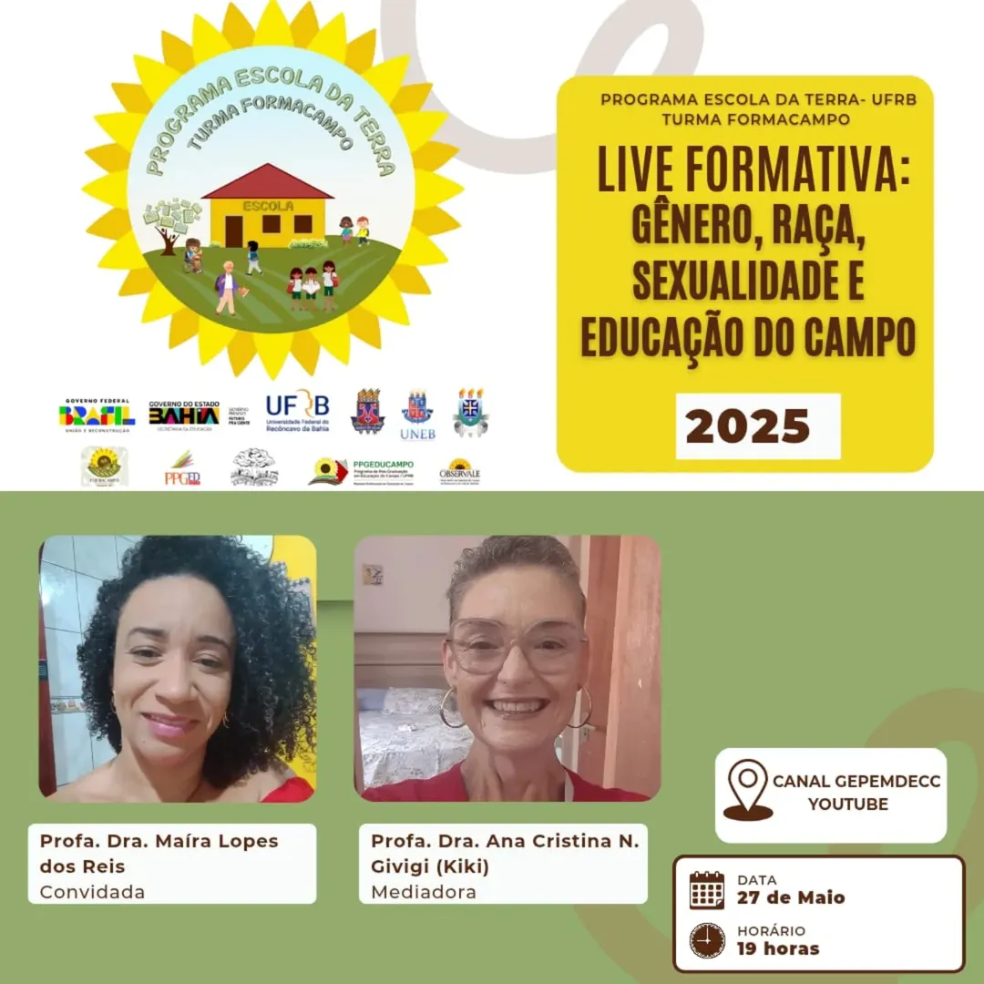 Live Formativa: Gênero, Raça, Sexualidade e Educação do Campo