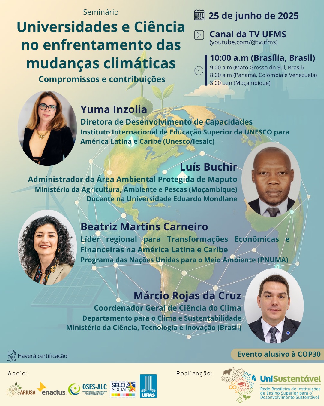 Seminário internacional “Universidades e Ciência no enfrentamento das mudanças climáticas: compromissos e contribuições”