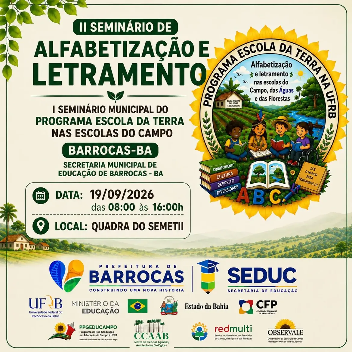 II Seminário de Alfabetização e Letramento  e I Seminário Municipal do Programa Escola da Terra nas Escolas do Campo