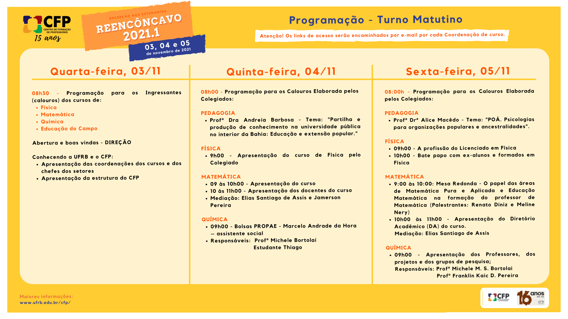 2 REENCÔNCAVO 2021.1 Programação matutina