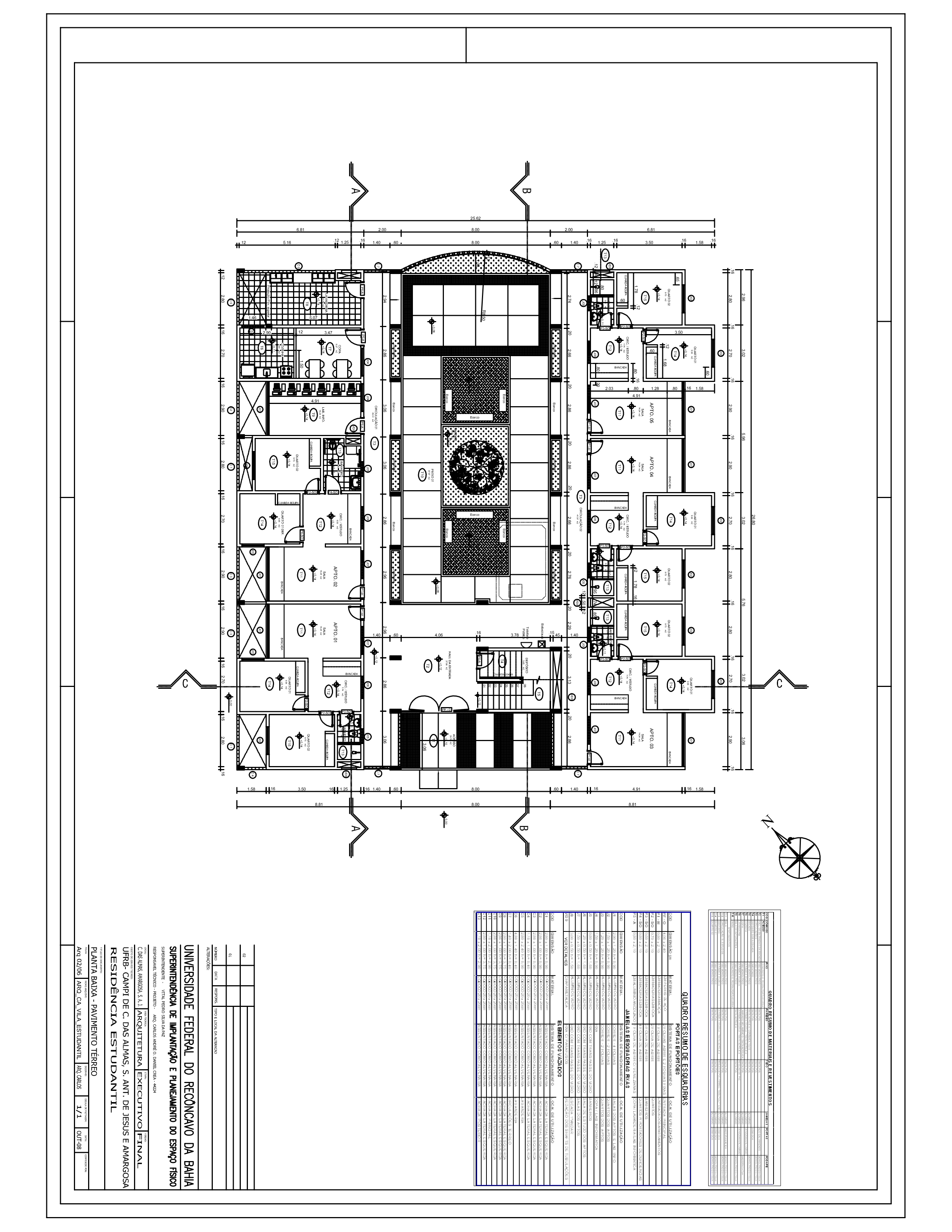 Planta da Residência Universitária - Andares Superiores