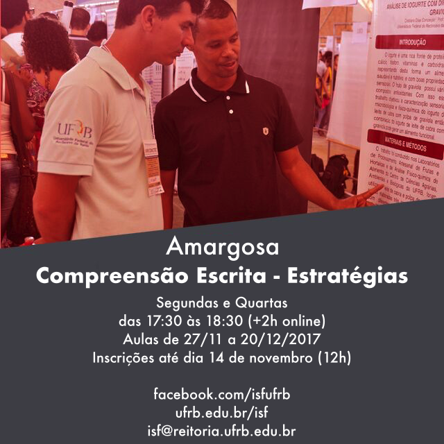 CFP Amargosa IsF Divulgação turmas presenciais nov e dez 2017