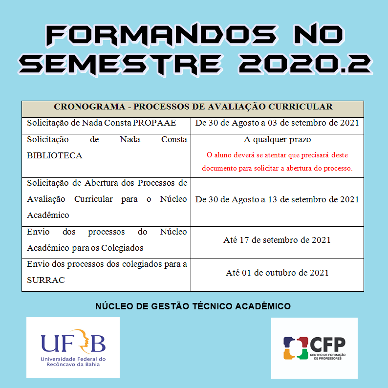 Cronograma dastas 2020.2
