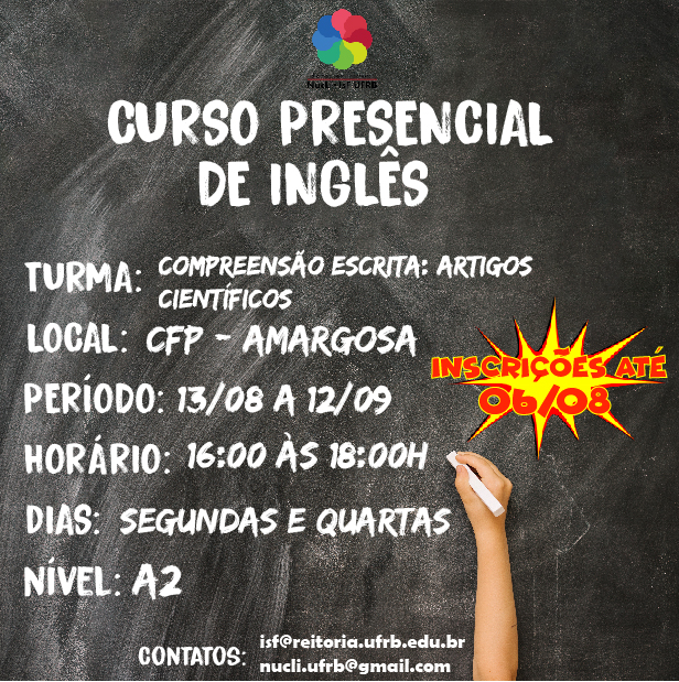 IsF Arte divulgação curso inglês presencial Amargosa oferta 6 2018