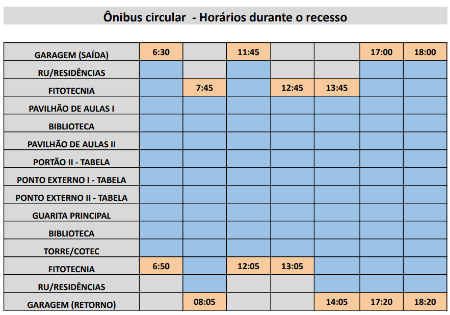 NOVO HORÁRIO ÔNIBUS CIRCULAR 