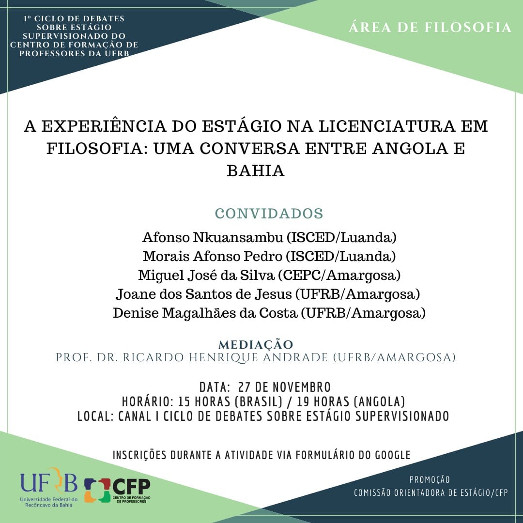 1º Ciclo de Debates sobre Estágio Filosofia CFP 2020