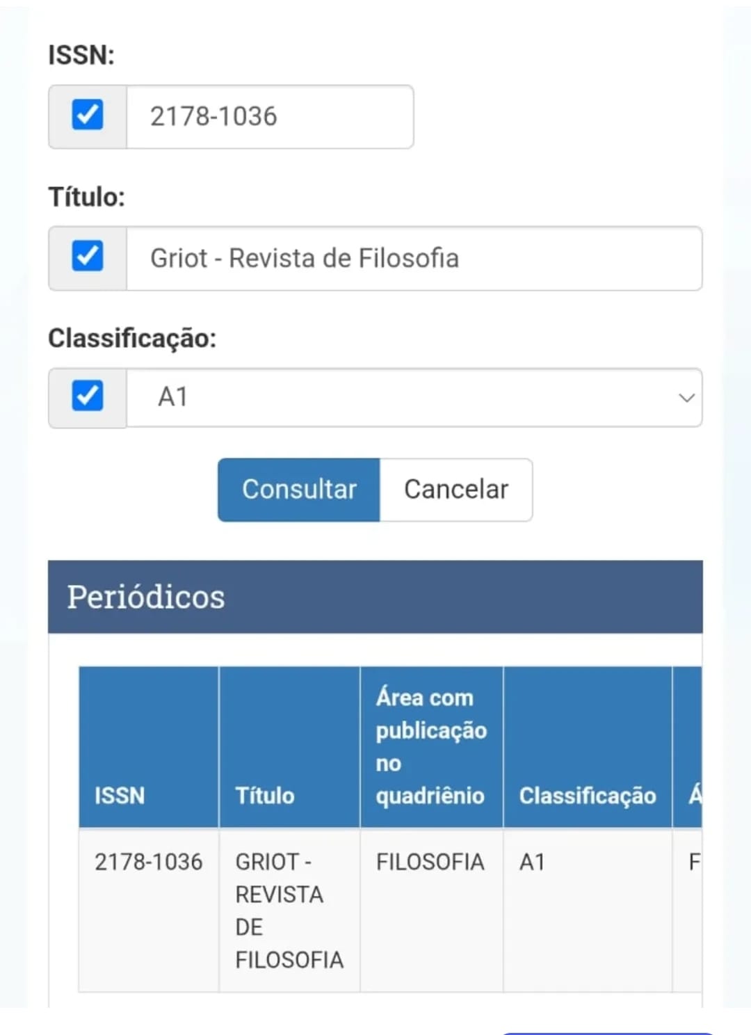 Qualis Revista Griot 2026