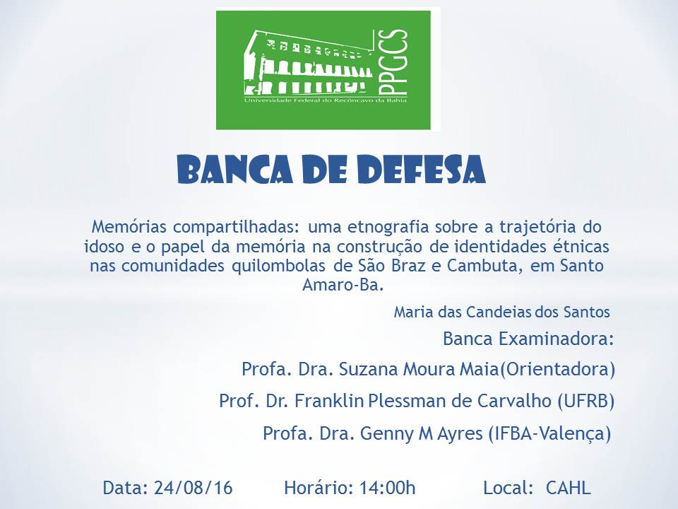 BANCA DE DEFESA Maria das Candeias