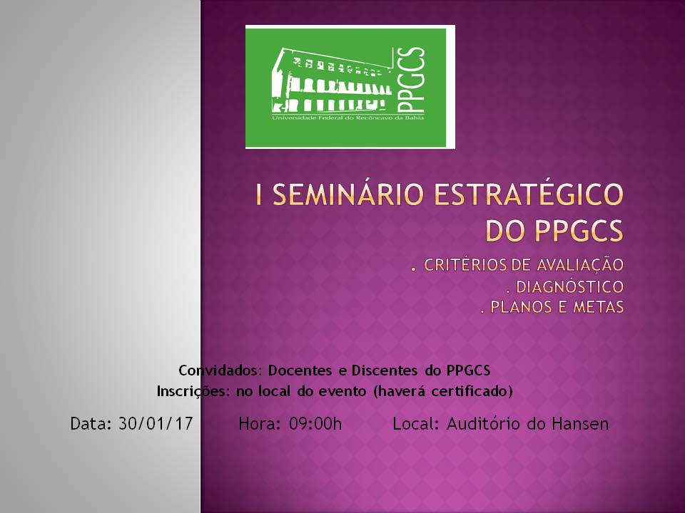 I SEMINÁRIO DO PPGCS