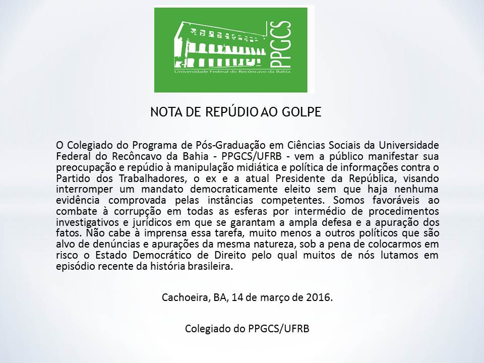 NOTA DE REPÚDIO AO GOLPE