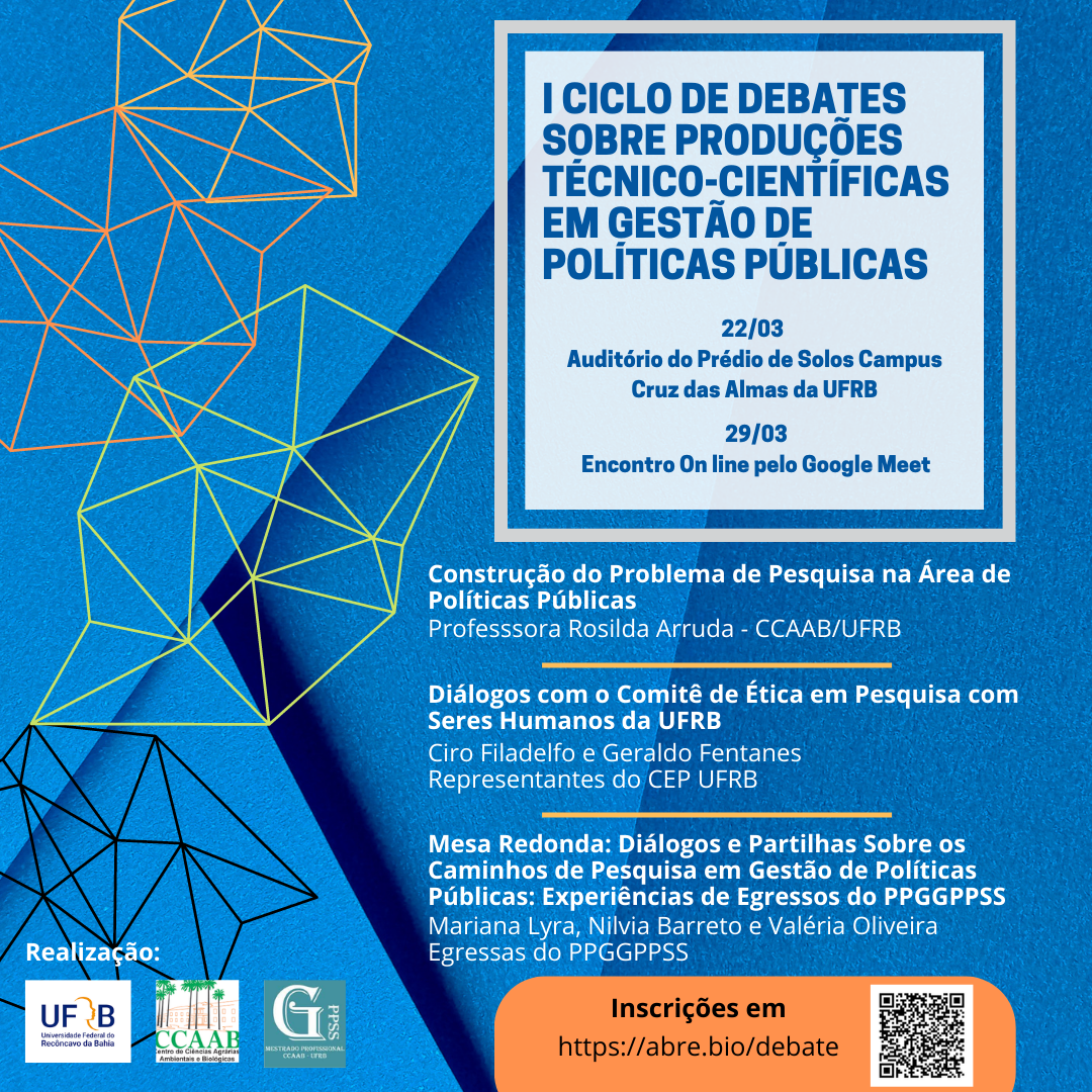 I Ciclo de Debates Sobre Produções Técnico-Científicas em Gestão de Políticas Públicas