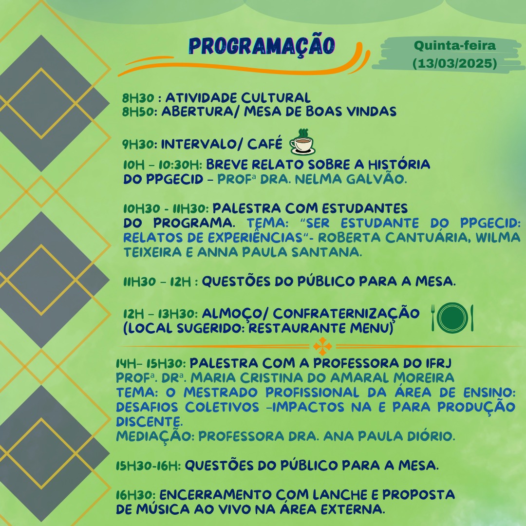 Programação do seminário